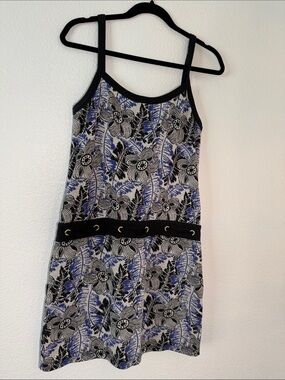 Juicy Couture Black, White & Blue Floral Tank Dress